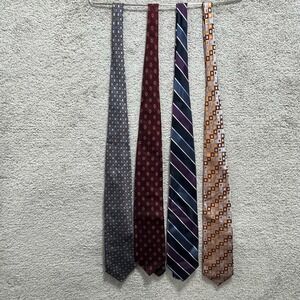 Trussini Cravatte Tie Men's Multicolor Geometric 100%‎ Silk Designer Lot of 4